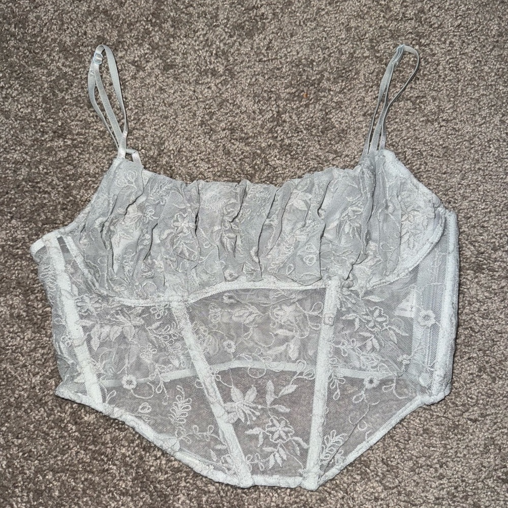Zara Floral Lace Bustier in Gray